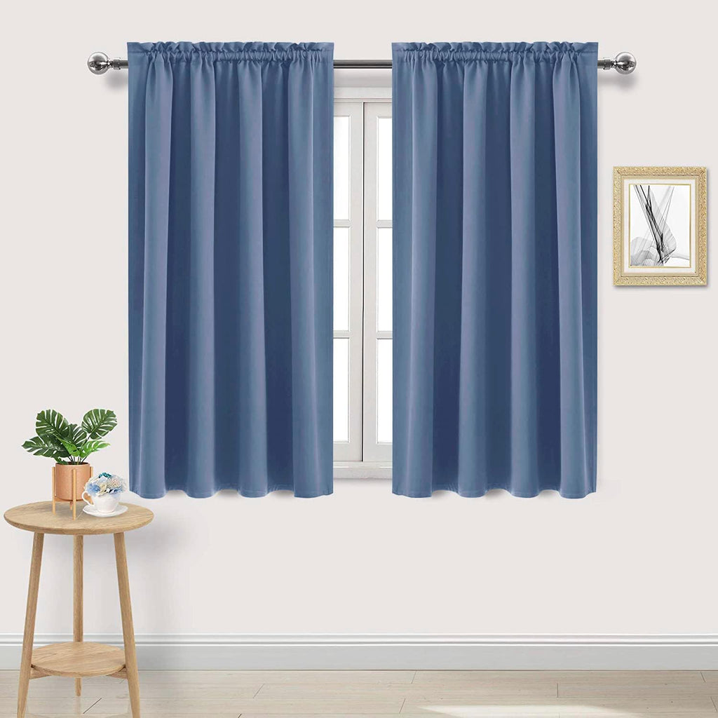 DWCN Blackout Curtains – Thermal Insulated, Energy Saving & Noise Reducing Bedroom and Living Room Curtains, Dusty Blue, W 52x L 45 Inch…