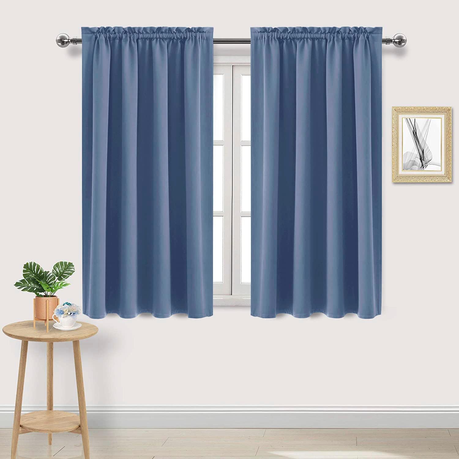 DWCN Blackout Curtains – Thermal Insulated, Energy Saving & Noise Reducing Bedroom and Living Room Curtains, Dusty Blue, W 52x L 45 Inch…