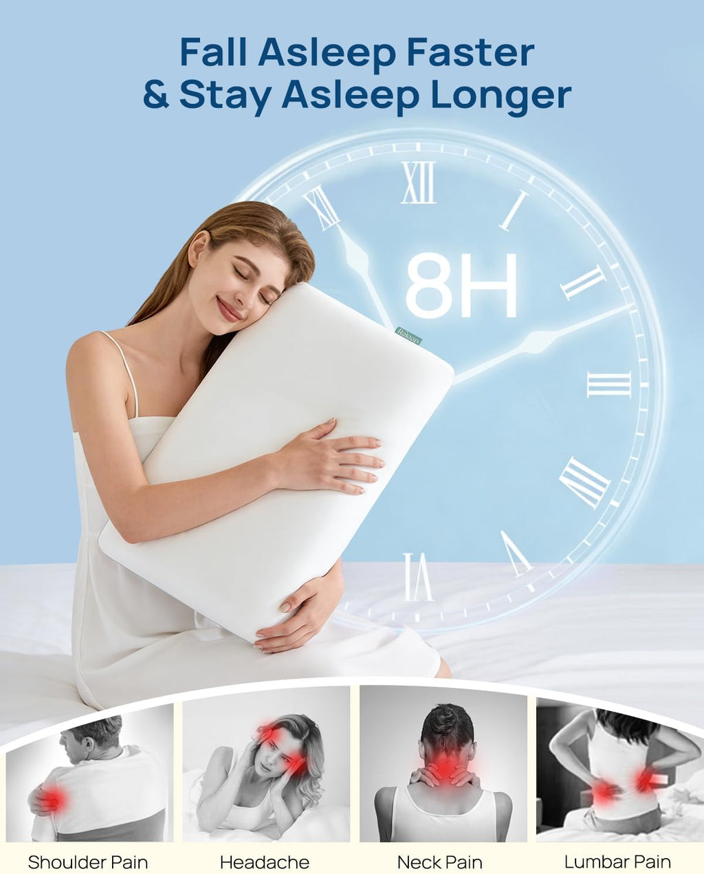 Releep Cool Touch Gel Memory Foam Pillow, Soft Breathable Cervical Neck Pillow, Deep Sleep Pillow, Ergonomic Orthopedic Bed Pillow for Neck…