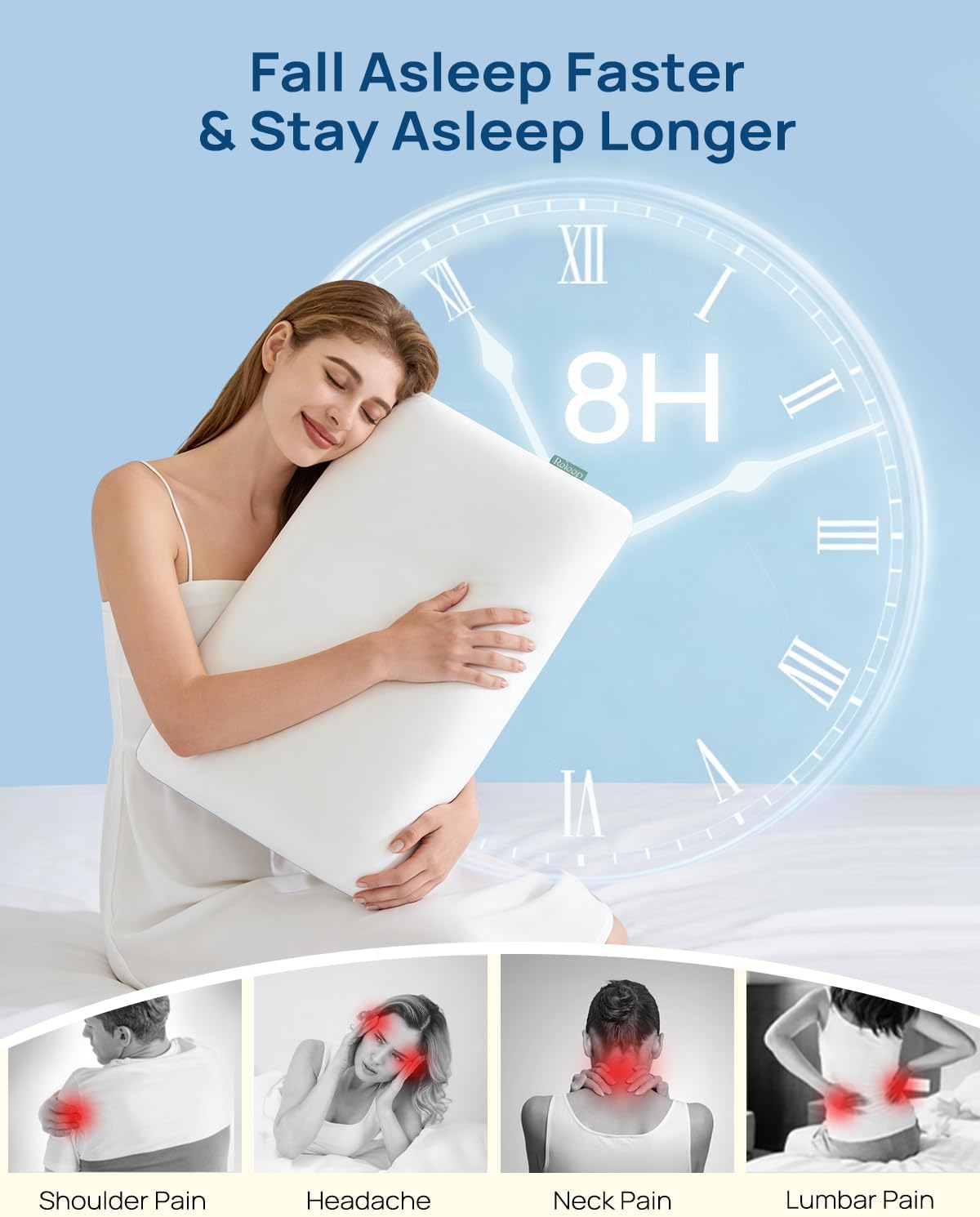 Releep Cool Touch Gel Memory Foam Pillow, Soft Breathable Cervical Neck Pillow, Deep Sleep Pillow, Ergonomic Orthopedic Bed Pillow for Neck…