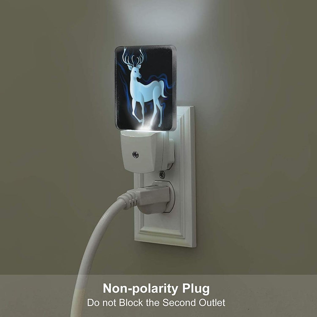 Blue Deer Night Light, Plug Into Wall Decor for Stairway, Hallway, Kitchen, Dusk to Dawn Sensor Nightlights for Boys/Girls/Women/Men Room Gifts