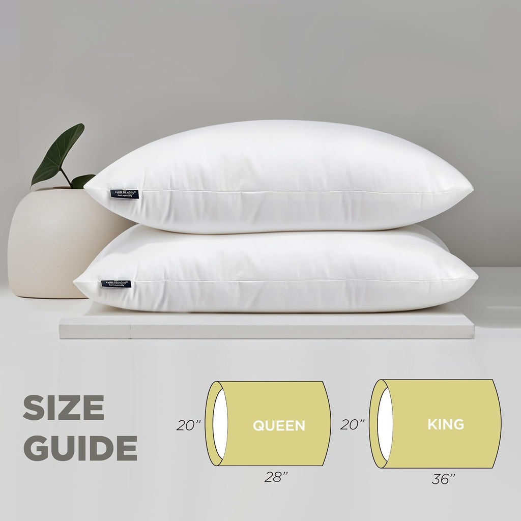 Farm To Home 100% Organic Cotton Cover Pillows Queen/Standard Size Set of 2, Down Alternative Hotel Quality Soft Bed Pillow for Back &…