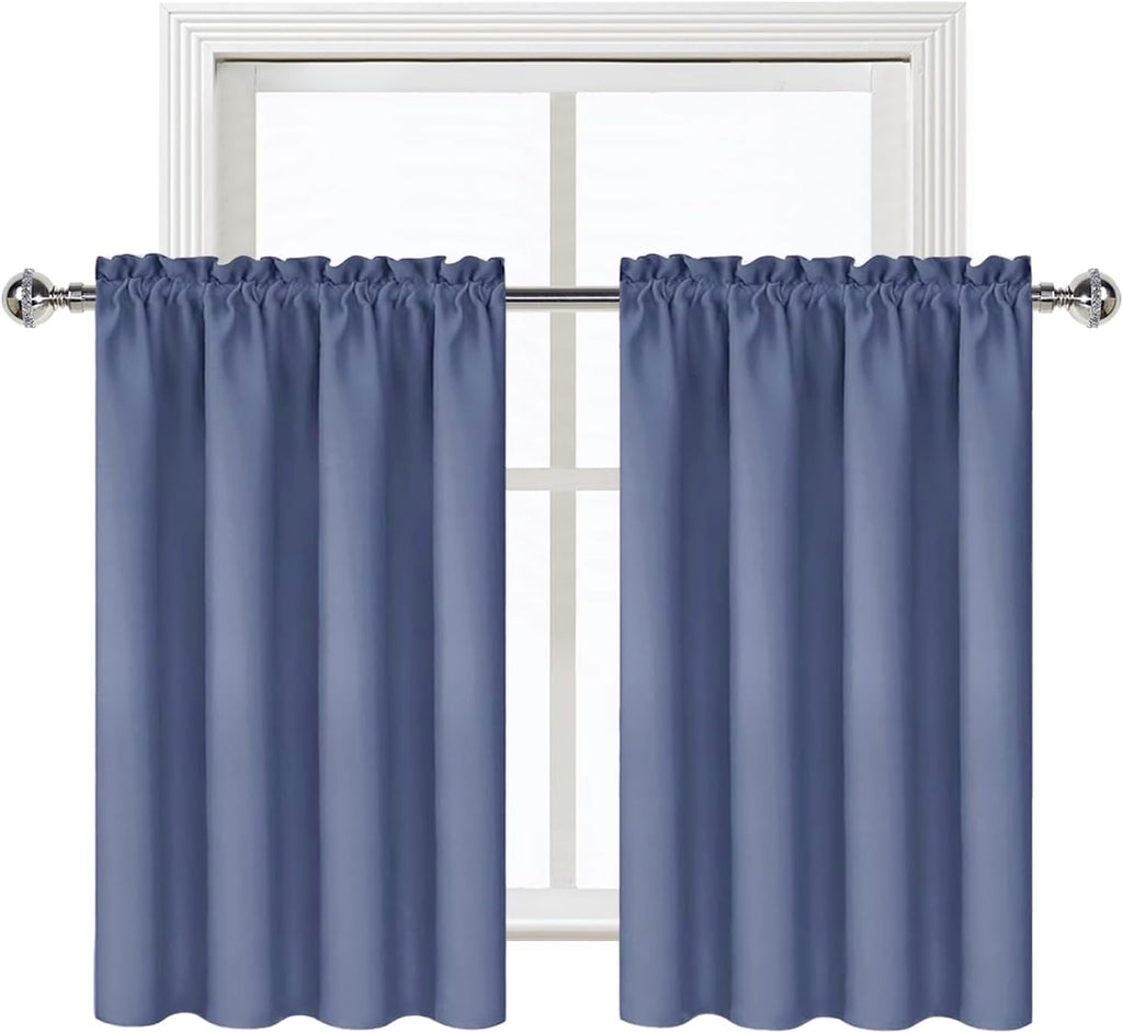 DWCN Blackout Curtains for Living Room Thermal Insulated, Energy Saving & Noise Reducing Bedroom Curtains, Dusty Blue, W 52x L 36 Inch…