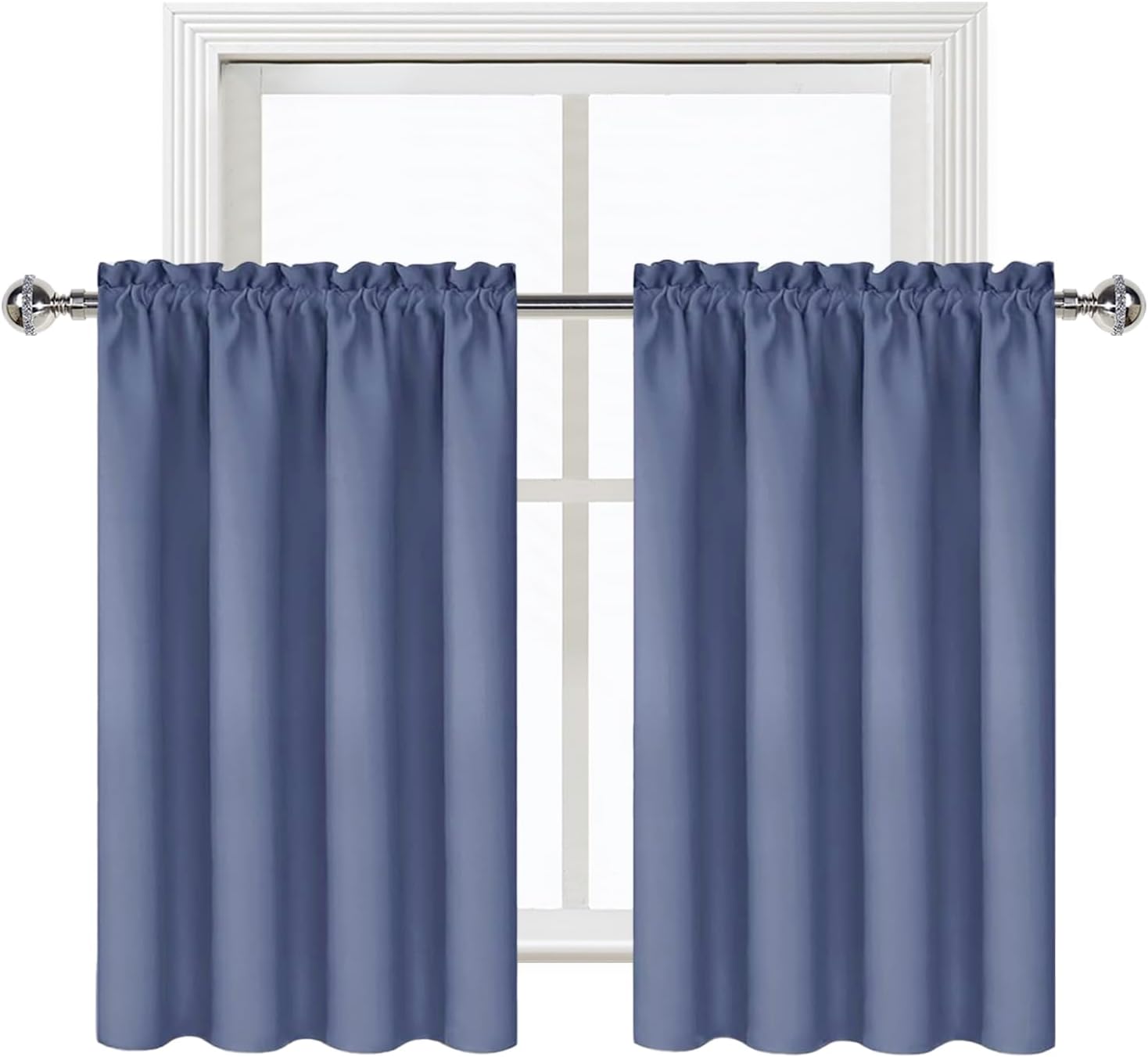 DWCN Blackout Curtains for Living Room Thermal Insulated, Energy Saving & Noise Reducing Bedroom Curtains, Dusty Blue, W 52x L 36 Inch…