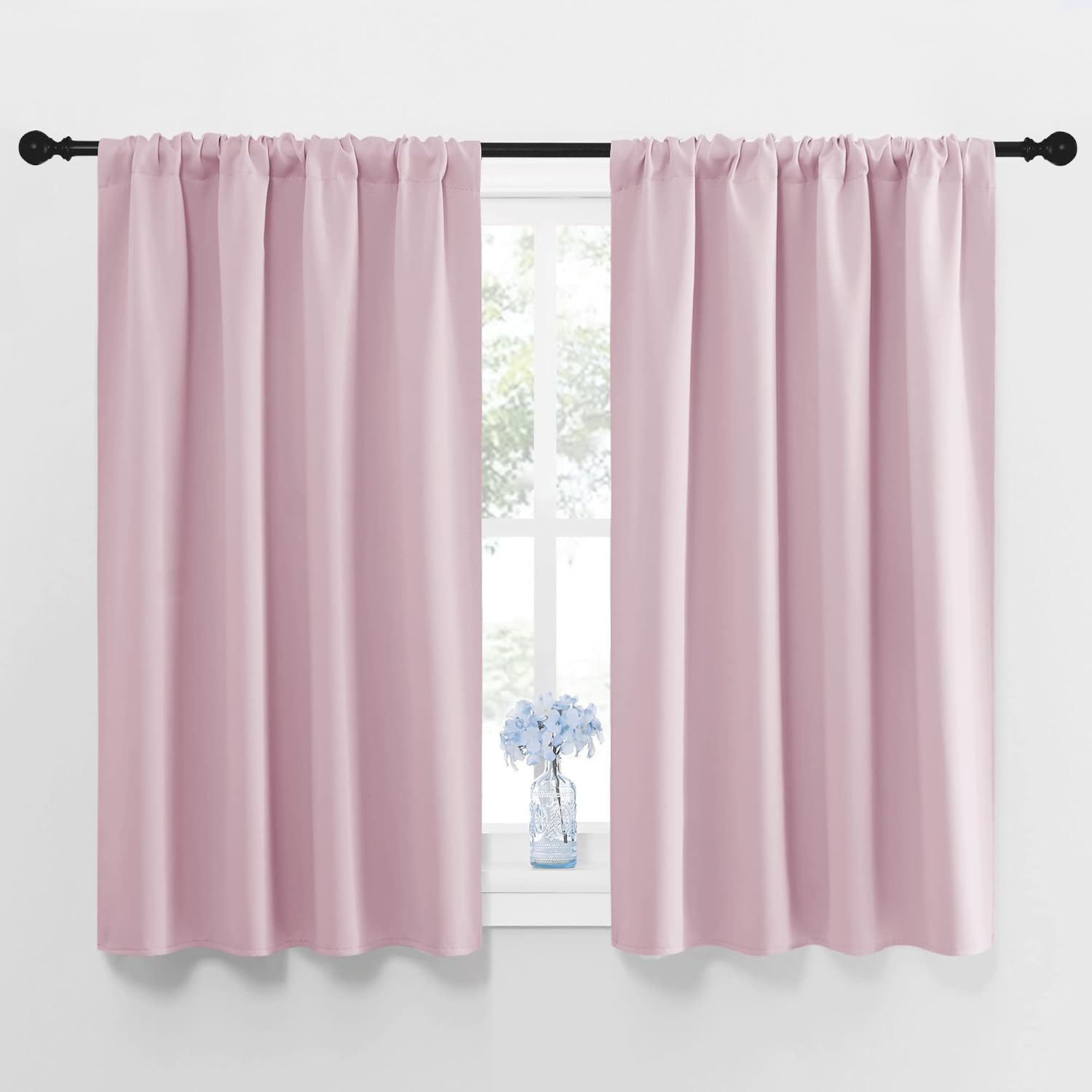 NICETOWN Blackout Curtains for Girls Room - Nursery Essential Thermal Insulated Solid Rod Pocket Top Blackout Drapes (Lavender Pink=Light…