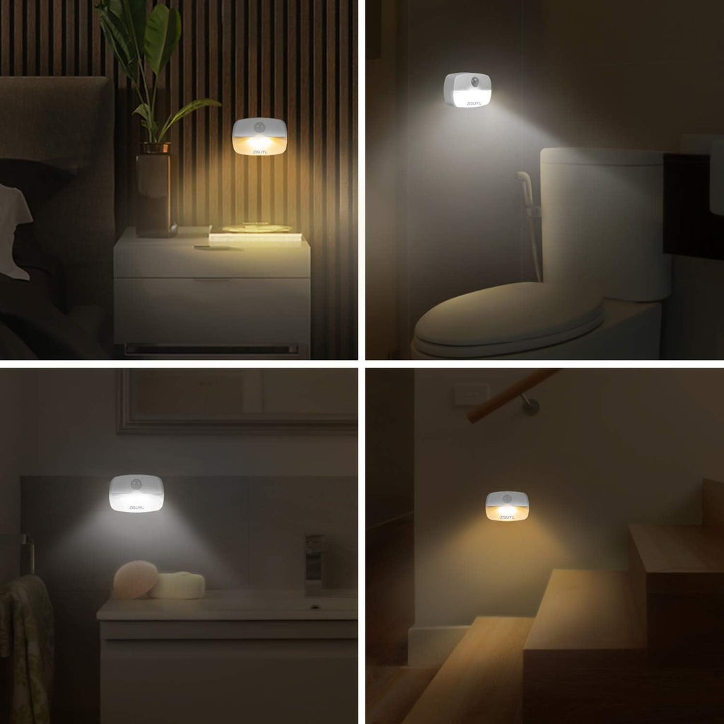 ZISUYU Motion Sensor Light Indoor Led Night Light Stick on Nightlight Battery Operated Lights for Hallway Stair Bathroom Closet Bedroom…