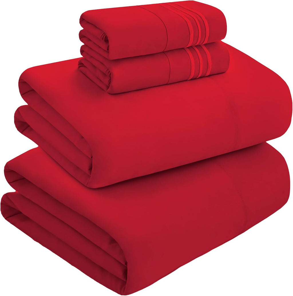 MocassiLuxuryBedding Mocassi Queen Size 4-Piece Bed Sheet Set - 1800 Hotel Quality Microfiber 18-24 Inches Extra Deep Pocket Fitted Sheet-…