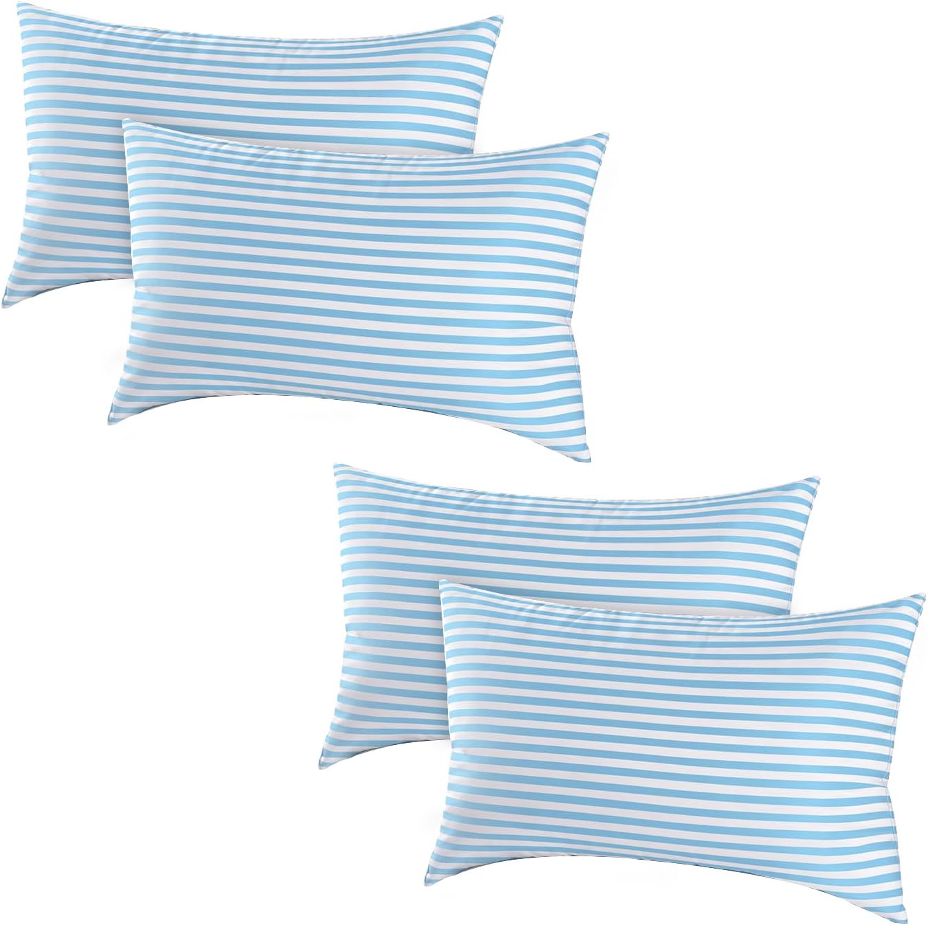 EIUE Bed Pillows for Sleeping 4 Pack, Pillows for Side and Back Sleepers, Super Soft Down Alternative Microfiber Filled Pillows (Sky Blue…