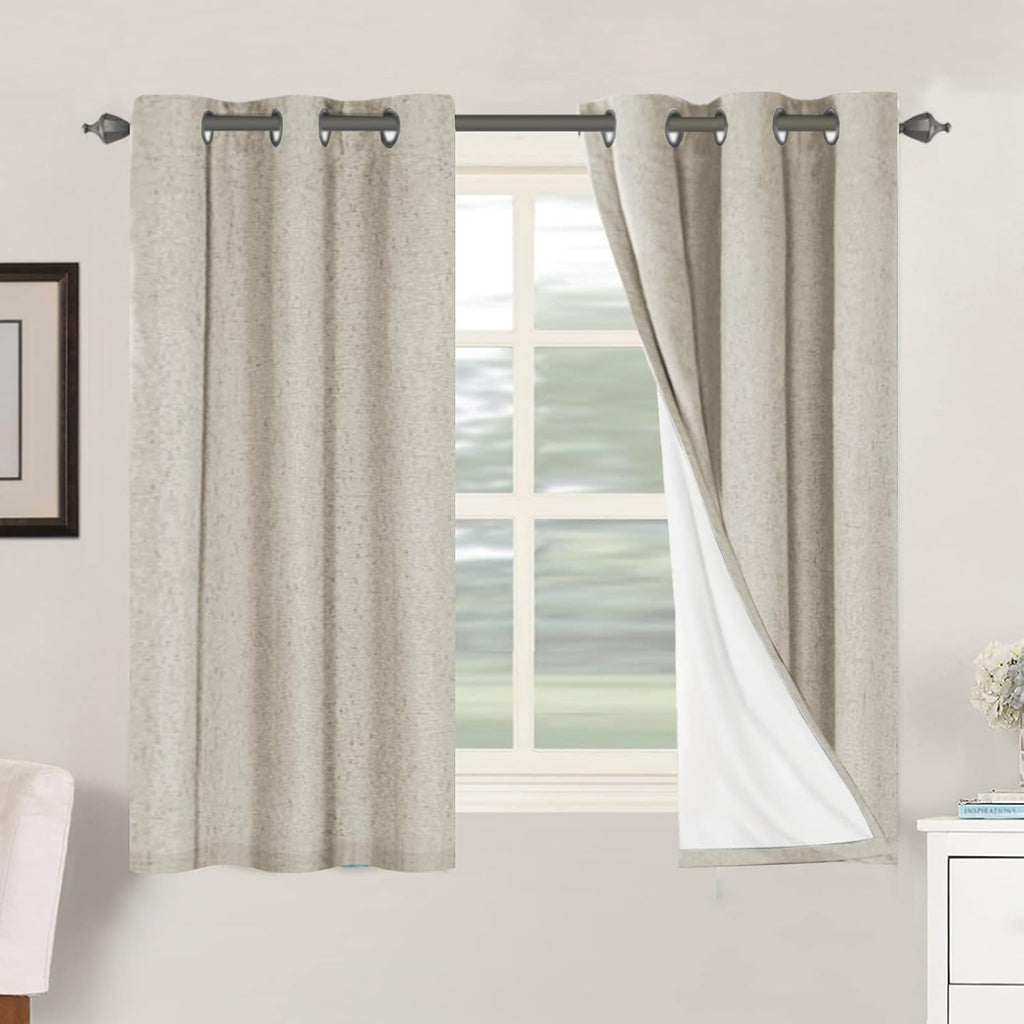 H.VERSAILTEX 100% Blackout Curtains for Bedroom Thermal Insulated Linen Textured Curtains Heat and Full Light Blocking Drapes Living Room…