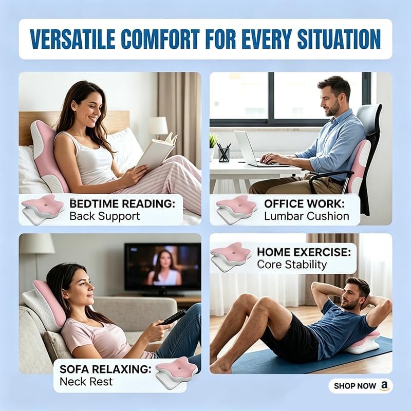 WKEFF Cooling Neck Support Pillow, Adjustable Cervical Memory Foam for, Odorless Ergonomic Orthopedic Bed Pillows for Side Back Sto…