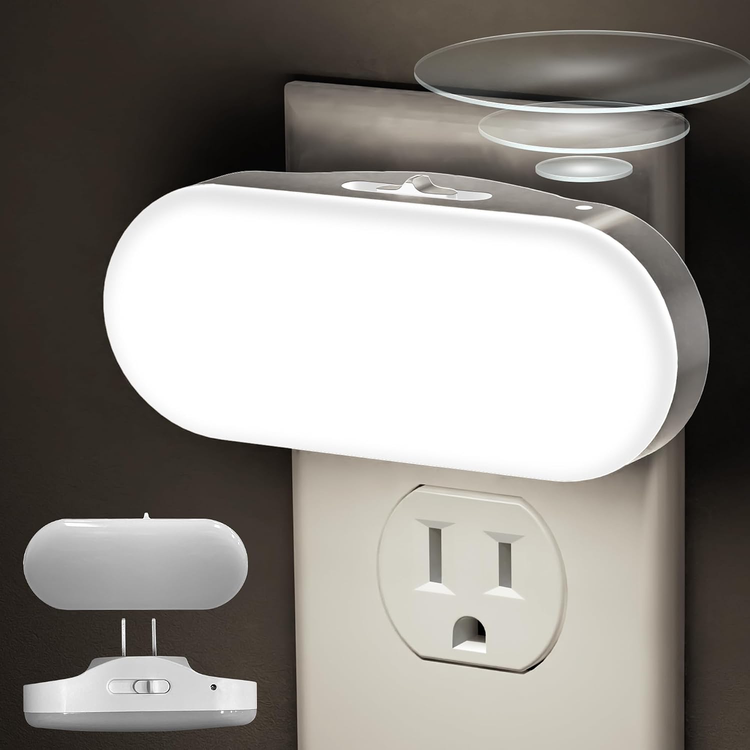 DORESshop Led Night Light, Plug into Wall, [2 Pack] with Dusk to Dawn Sensor, 1W 5000K Dimmable Night Light from 0LM to 100LM for Bathroom…