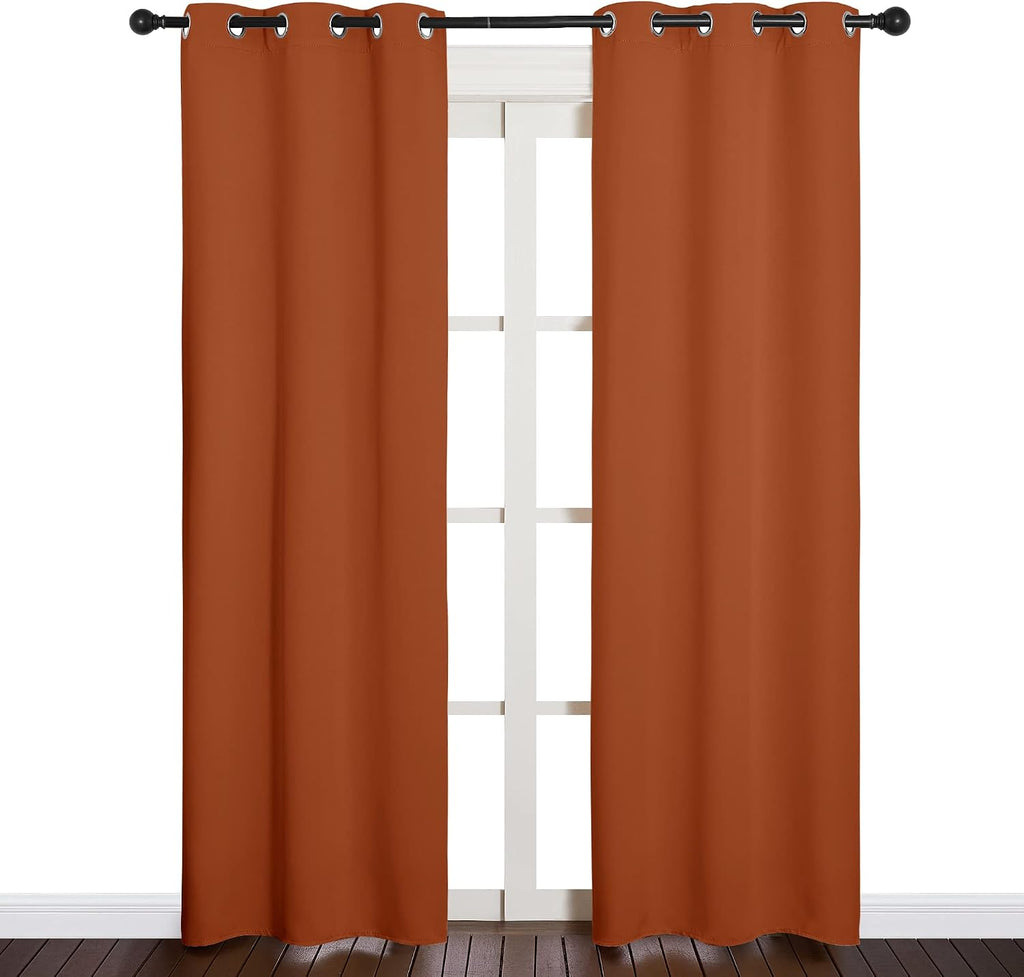 NICETOWN Halloween Blackout Draperies Curtains for Girls Room, Nursery Essential Thermal Insulated Grommet Top Blackout Panels (Burnt…