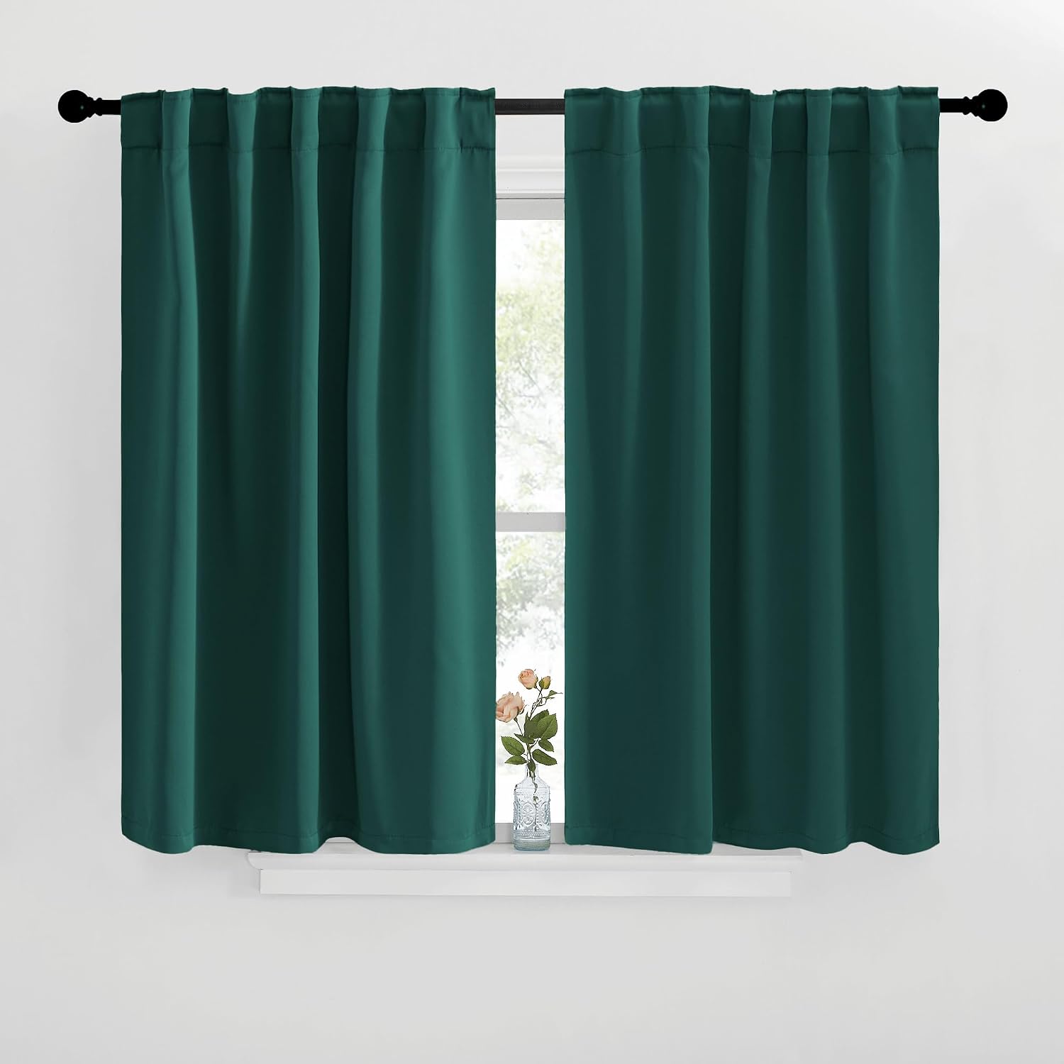 NICETOWN Blackout Window Curtains for Camper - (Hunter Green Color) 42x40 Inch, 2 Panels Set, Thermal Insulated Room Darkening Blackout…