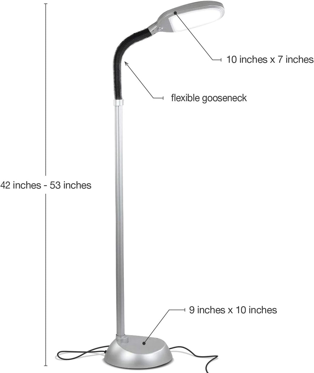 Brightech Litespan Titanium Silver LED Floor Reading Lamp, Energy Efficient, Adjustable Standing, 850-950 Lumens, 12W, 3-Year Warranty Silv…