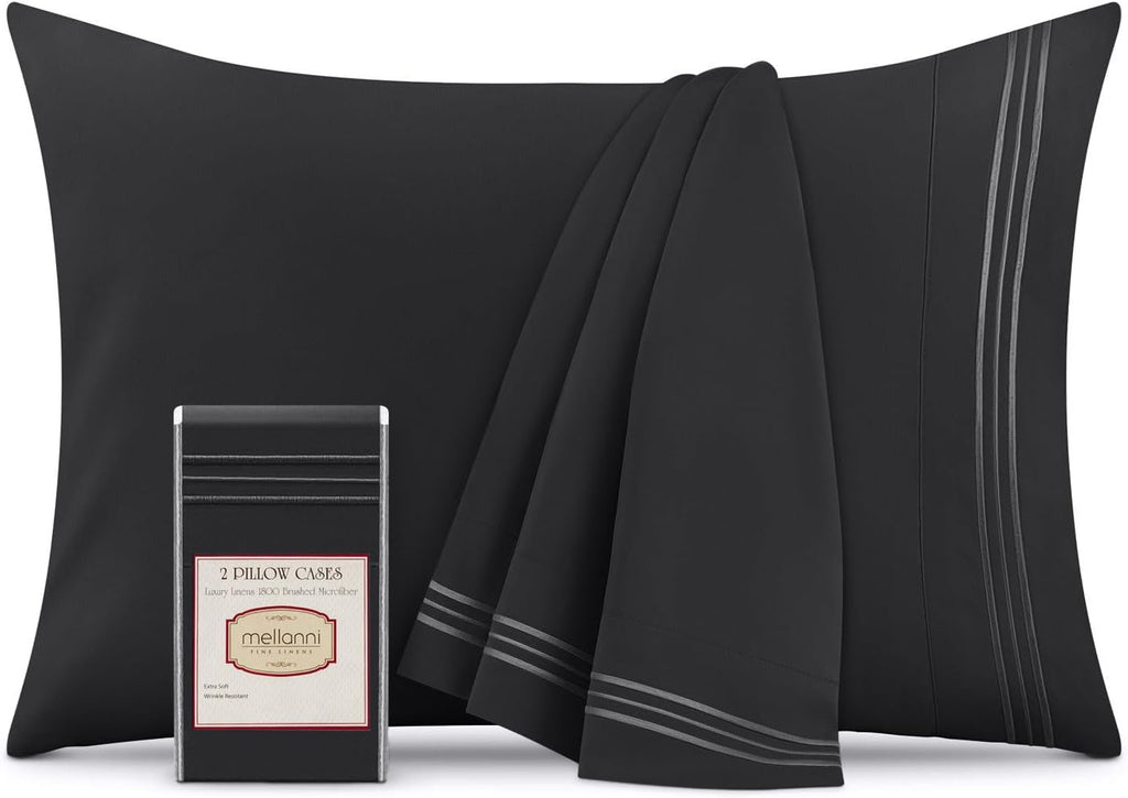 Mellanni Pillow Cases - Luxury, Extra Soft, Cooling Pillow Covers - 2 PC Iconic Collection Pillowcases - Envelope Closure (Standard/Queen 2…