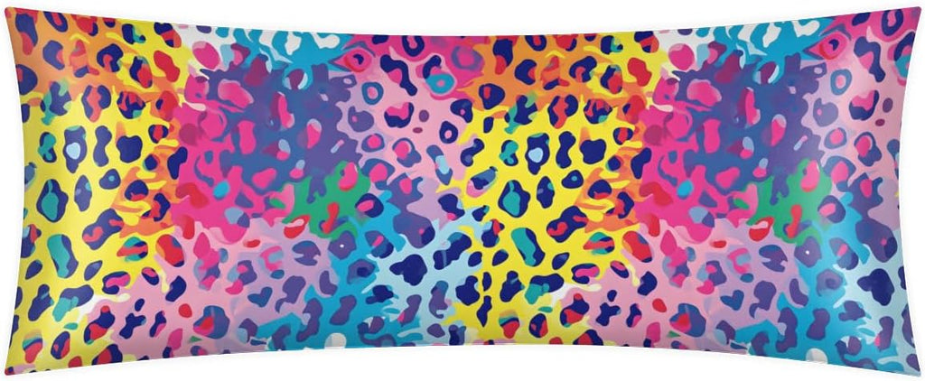 Colorful Leopard Body Pillowcase with Zipper, 20x54 Satin Pillowcase for Hair and Skin, Girls Teens Smooth Full Body Pillow Cases Bedroom…