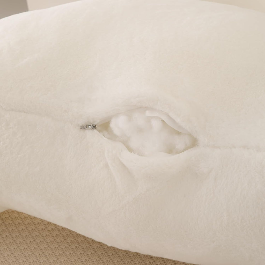 Pajeo Large Plush Backrest Pillow for Sitting in Bed, Faux Fur Sitting Pillow with Support Arms, Oeko-TEX Certified Aesthetic Lounging Pillow…