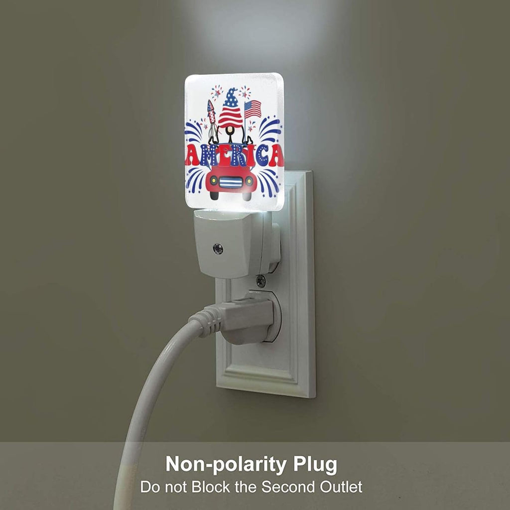 Happy Independence Day Night Light, Plug Into Wall with Dusk to Dawn Light Sensors, Warm Nightlights for Bedroom, Bathroom, Hallway…