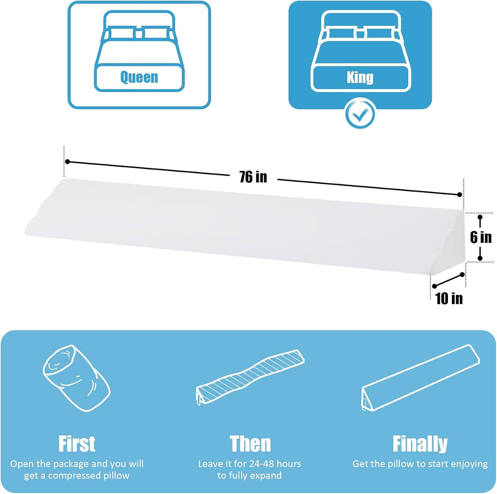MEGCXIT King Bed Wedge Pillow for Headboard, Bed Gap Filler, Triangle Pillow Wedge for Headboard Gap, Bolster Pillows for Beds, Anti-Slip…