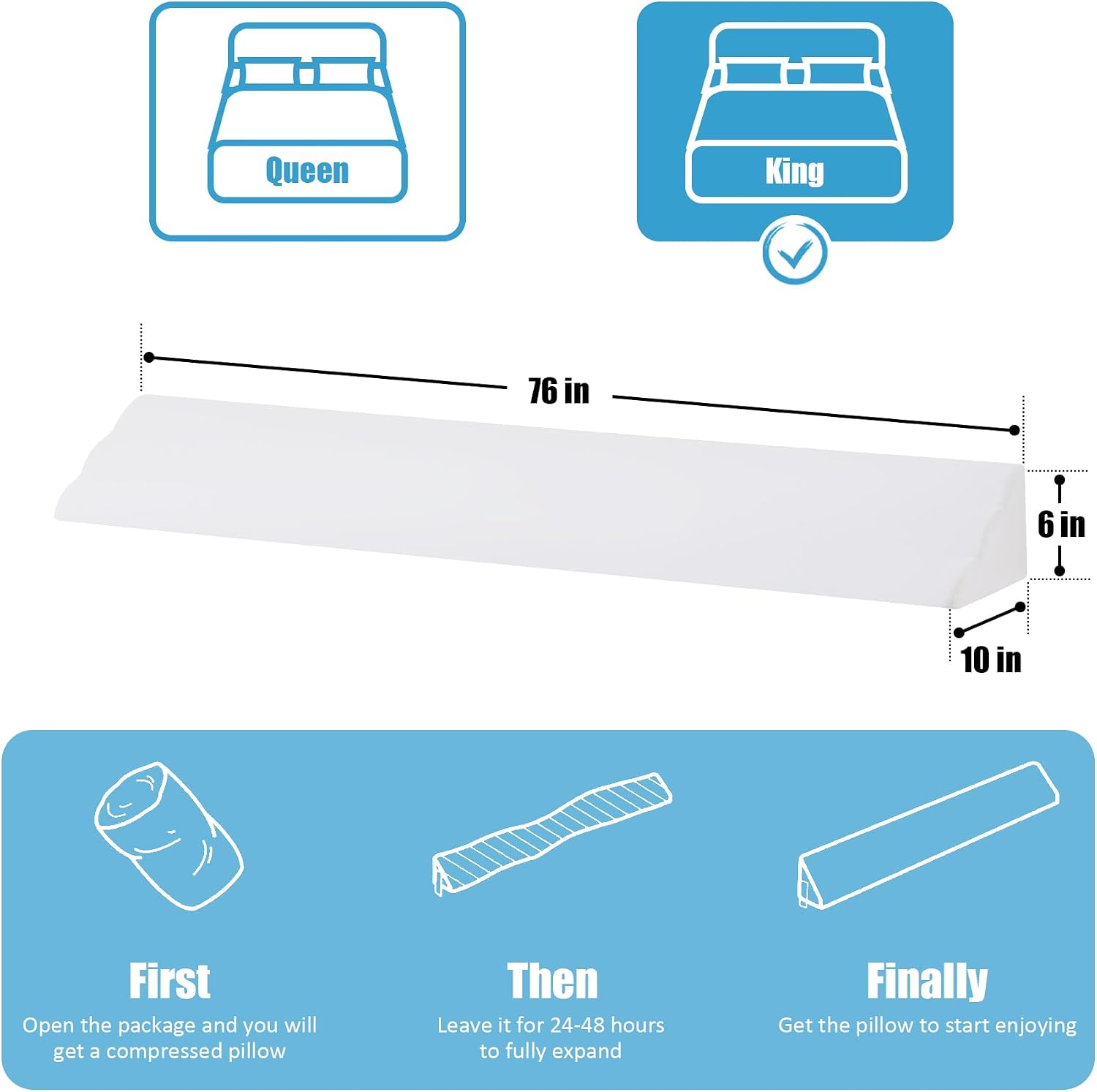 MEGCXIT King Bed Wedge Pillow for Headboard, Bed Gap Filler, Triangle Pillow Wedge for Headboard Gap, Bolster Pillows for Beds, Anti-Slip…