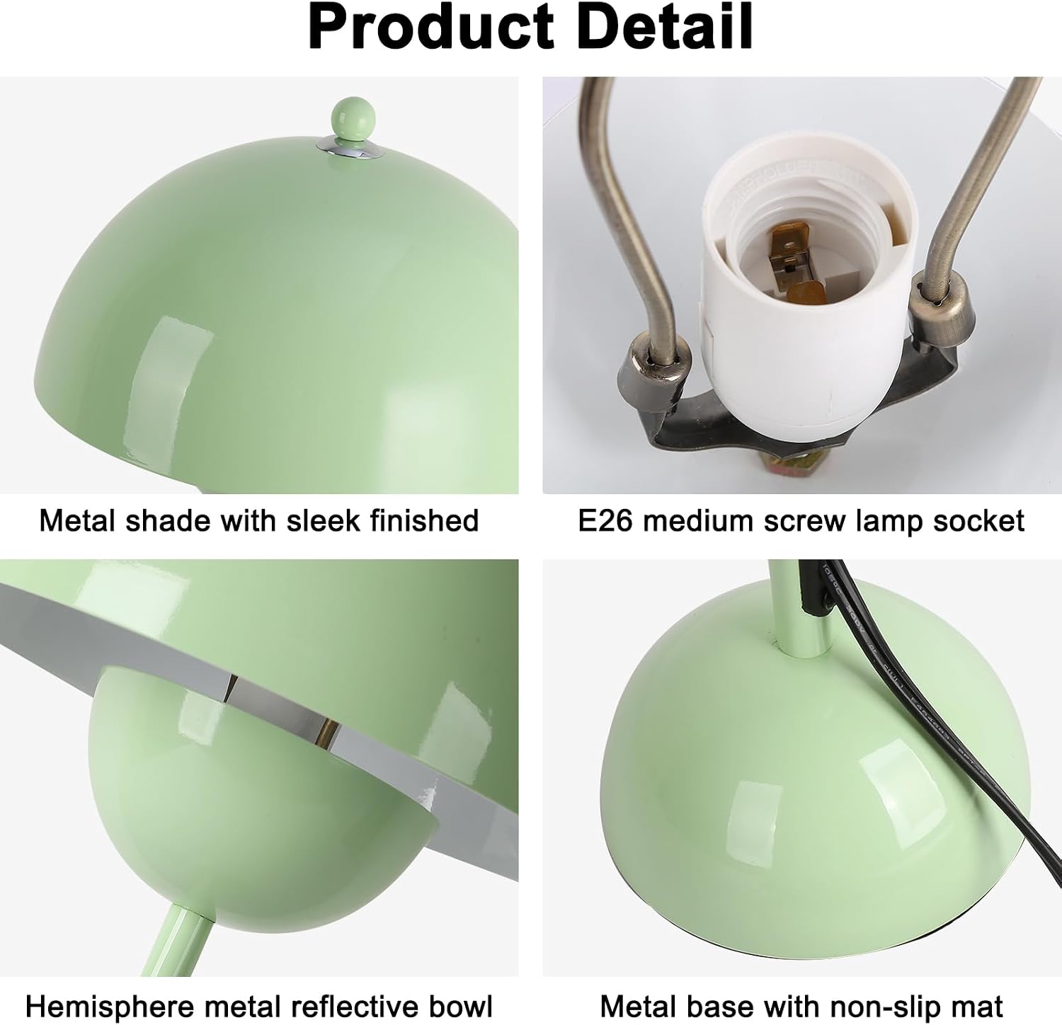 COSYLUX Modern Small Table Lamp for Bedroom, Cute Dome Shade Reflecting Light Reading Lamp for Living Room, Kid's Room, Study, Office…