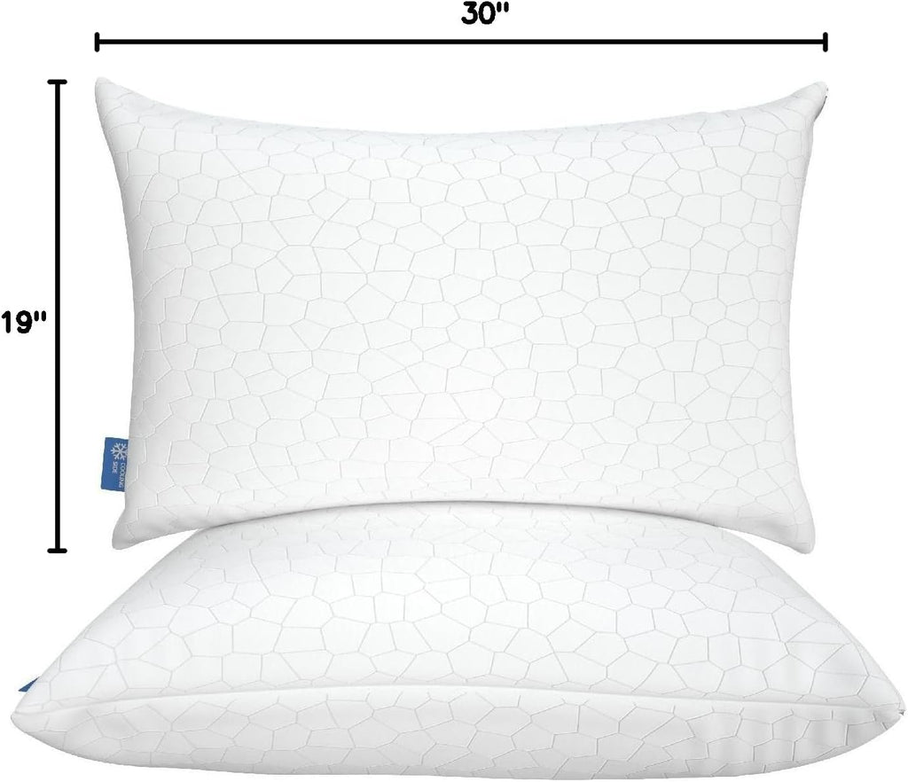 Qutool Cooling Pillow for Sleeping, CertiPUR-US Shredded Memory Foam Queen Pillows Set of 2, Cool Pillow for Hot Sleepers Adjustable Firm P…