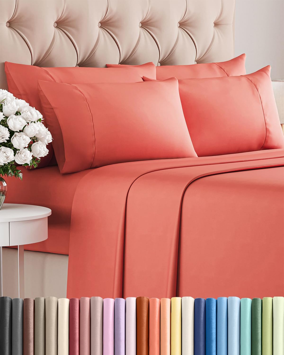 Full 6 Piece Sheet Set - Comfy, Breathable & Cooling - Soft Hotel Luxury Bedding for Women, Men, Kids, Teens & Children - 1 Flat & 1…