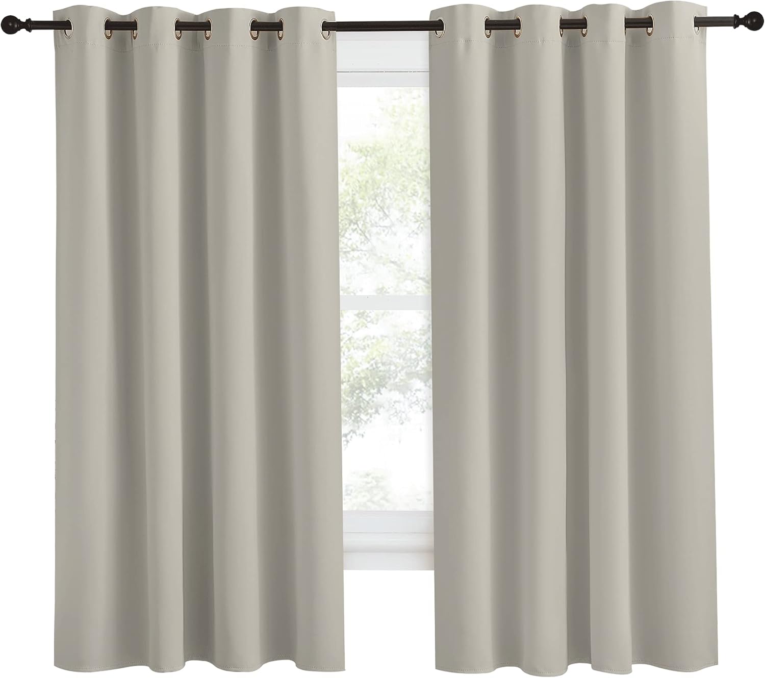 NICETOWN Blackout Natural Curtain for Living Room, 1 Panel, W55 x L68, Thermal Insulated Solid Grommet Sound Reducing Energy Saving…