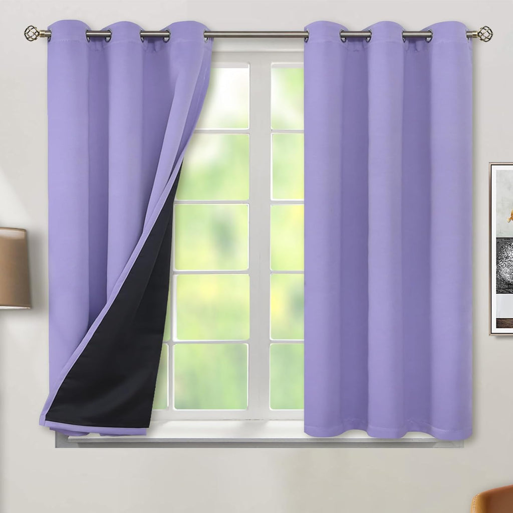 BGment Thermal Insulated 100% Blackout Curtains for Bedroom with Black Liner, Double Layer Full Room Darkening Noise Reducing Grommet Curta…