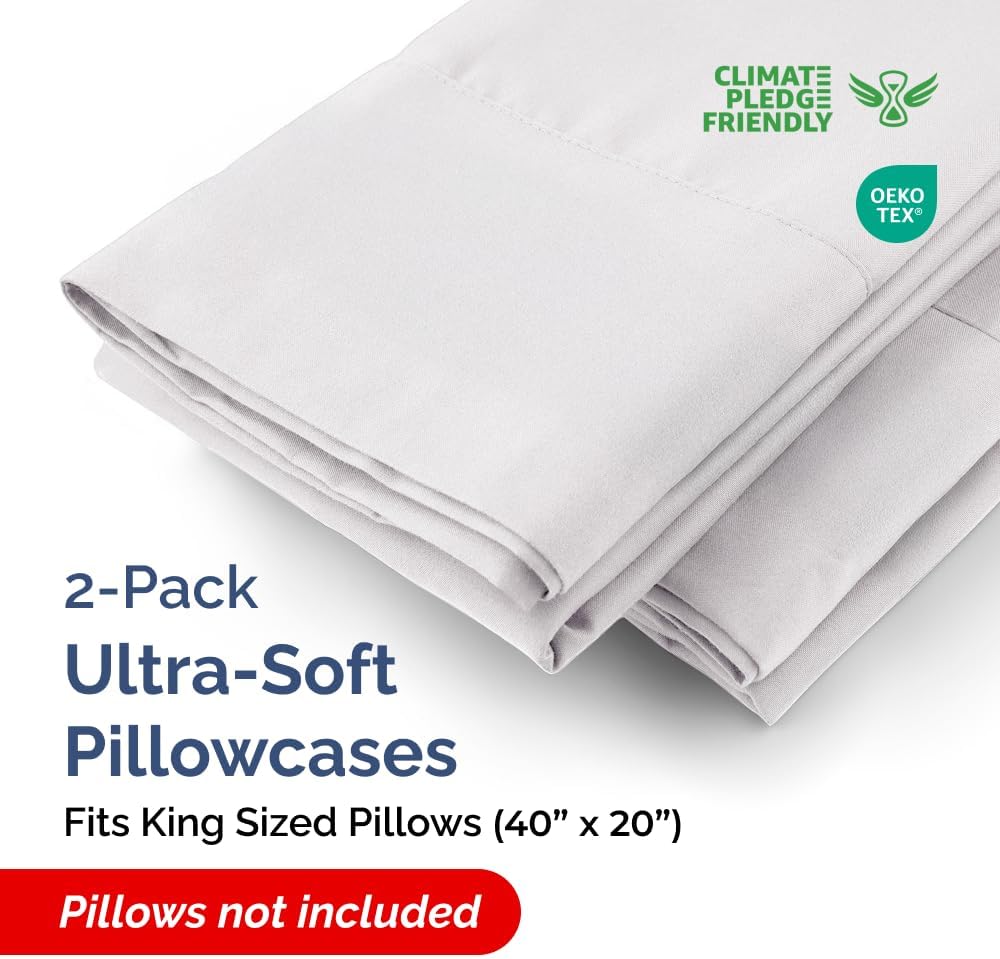 CGKUnlimited King Pillow Cases - 2 Pack - Super Soft Pillowcase Covers - Envelope Enclosure - Hotel Quality Pillow Protectors - Wrinkle Fre…