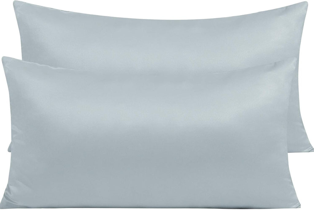 Ntbay Zippered Satin Pillow Cases for Hair and Skin, Luxury King Hidden Zipper Pillowcases Set of 2, 20x36 Inches, Grey 36 Inches Grey