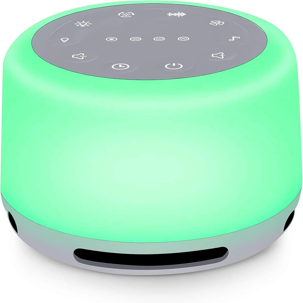 Sleep Sound Machine 24 Natural Soothing Sounds 7 Color Breathing Lights and Night Light with Timer Memory Feature Rechargeable Portable…