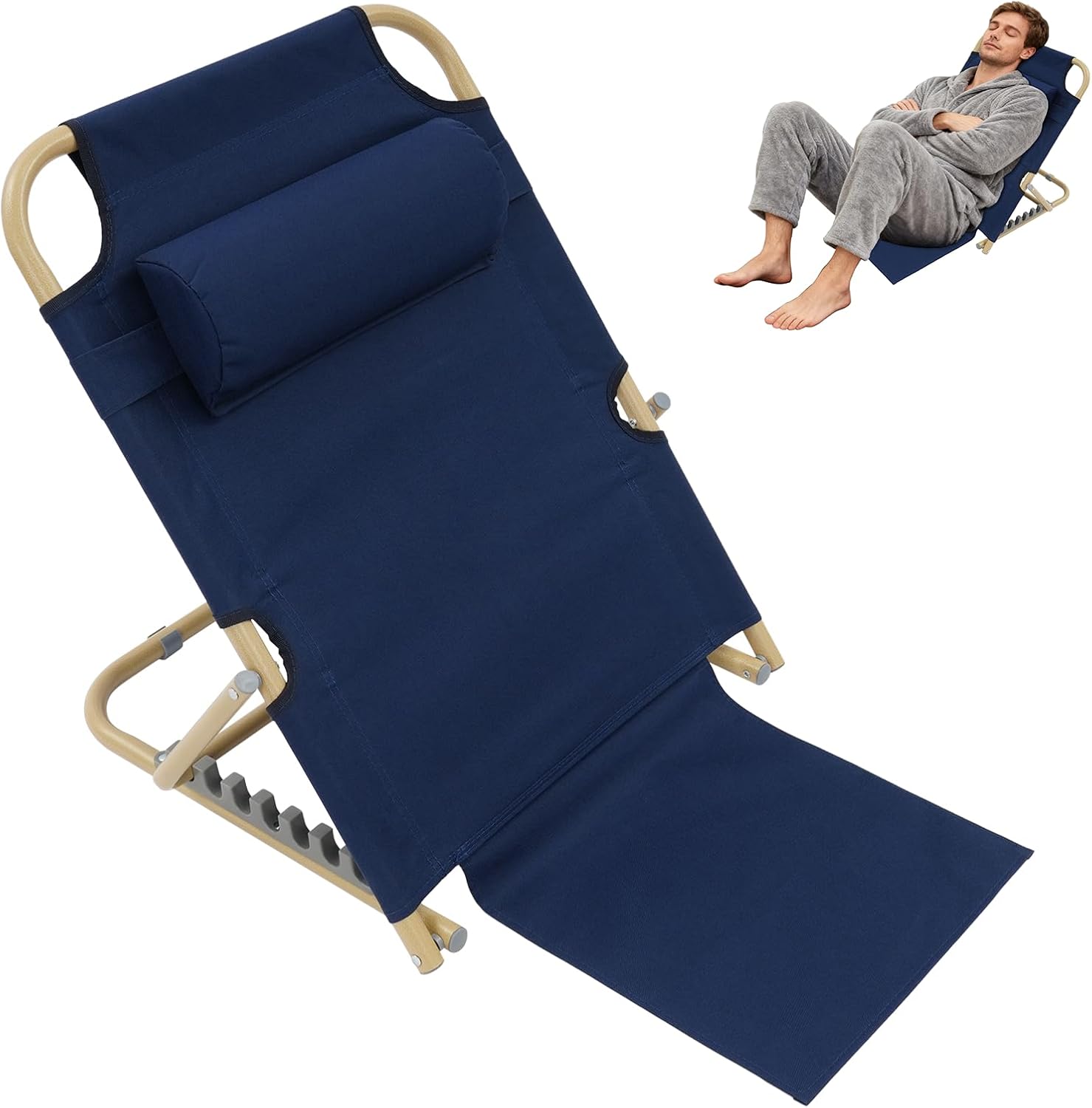 PERFERATE Bed Backrest Support Portable Bed Chair 7 Gears Adjustable Lifting Beds Backrest Folding Reading Chair with Pillow for Elderly…