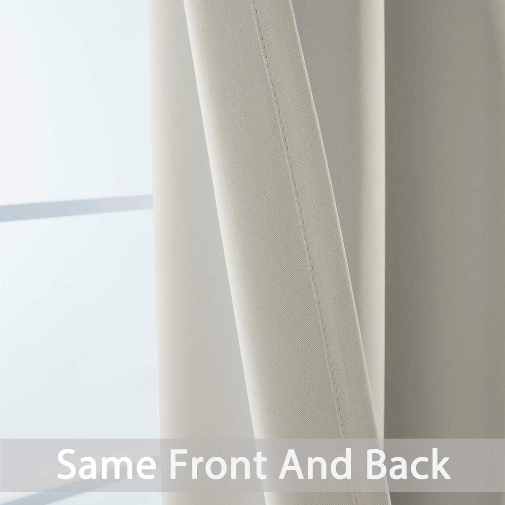 Yakamok Blackout Curtains for Bedroom, Room Darkening Thermal Insulated Grommet Top Drapes for Living Room, Light Beige,52x108 Inch, 2 Panels