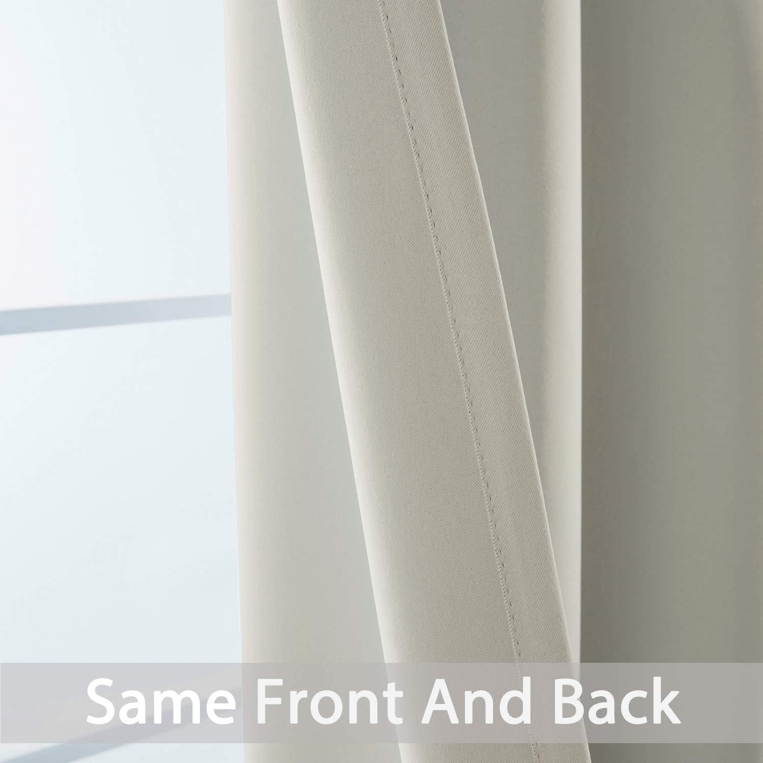 Yakamok Blackout Curtains for Bedroom, Room Darkening Thermal Insulated Grommet Top Drapes for Living Room, Light Beige,52x108 Inch, 2 Panels