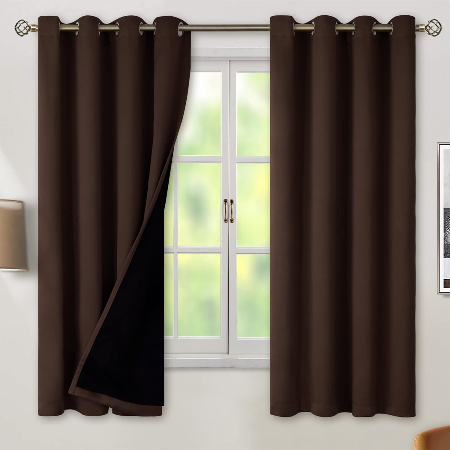 BGment Thermal Insulated 100% Blackout Curtains for Bedroom with Black Liner, Double Layer Full Room Darkening Noise Reducing Grommet Curta…