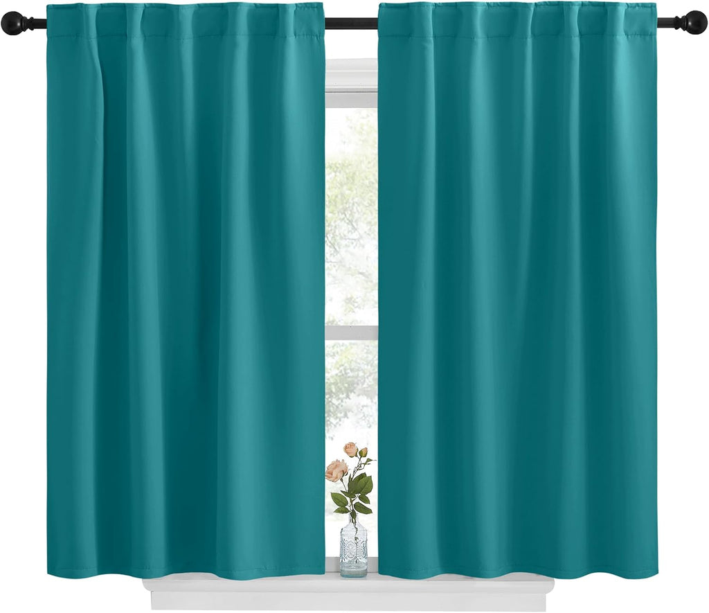 NICETOWN Blackout Curtains and Drapes for Kitchen - (Peacock Teal Color) 34 inches Wide by 48 inches Long, 2 Panels Set, Thermal…
