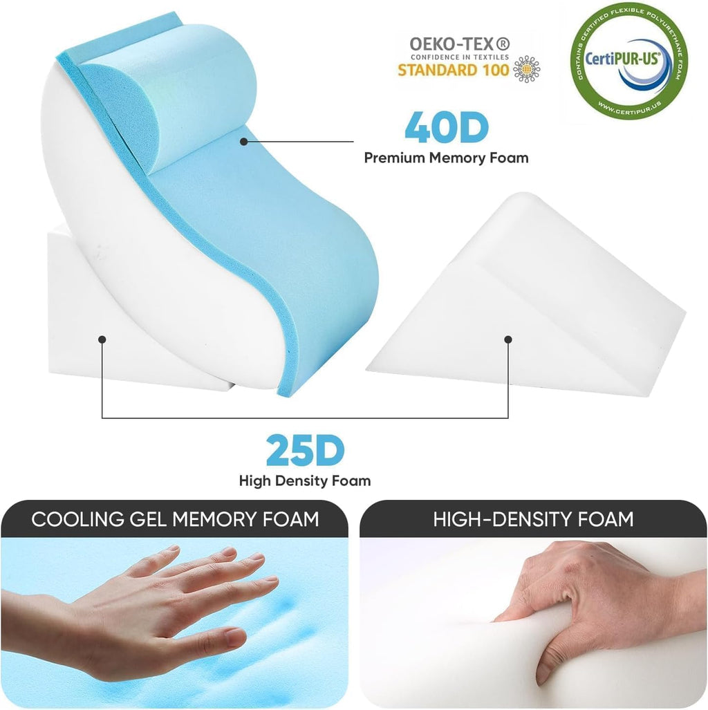 Oaisz 4 PCS Wedge Pillow Set for After Surgery, Adjustable Bed for Sleeping, Acid Reflux Relief, Post Surgery Recovery, Back Support, Leg E…