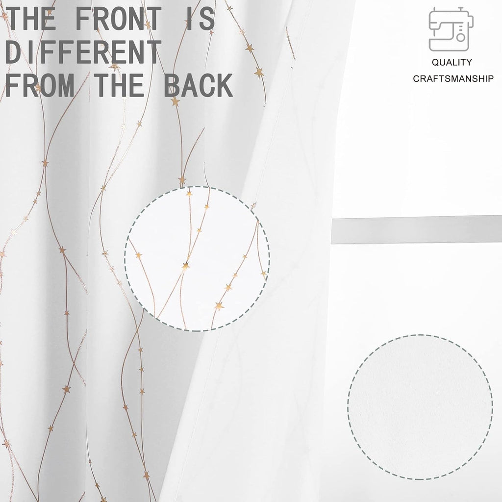 Smileweaver SMILE WEAVER White Christmas Curtains 63 Inch Length for Bedroom, Room Darkening Curtains with Gold Star Printed Noise Reducing…
