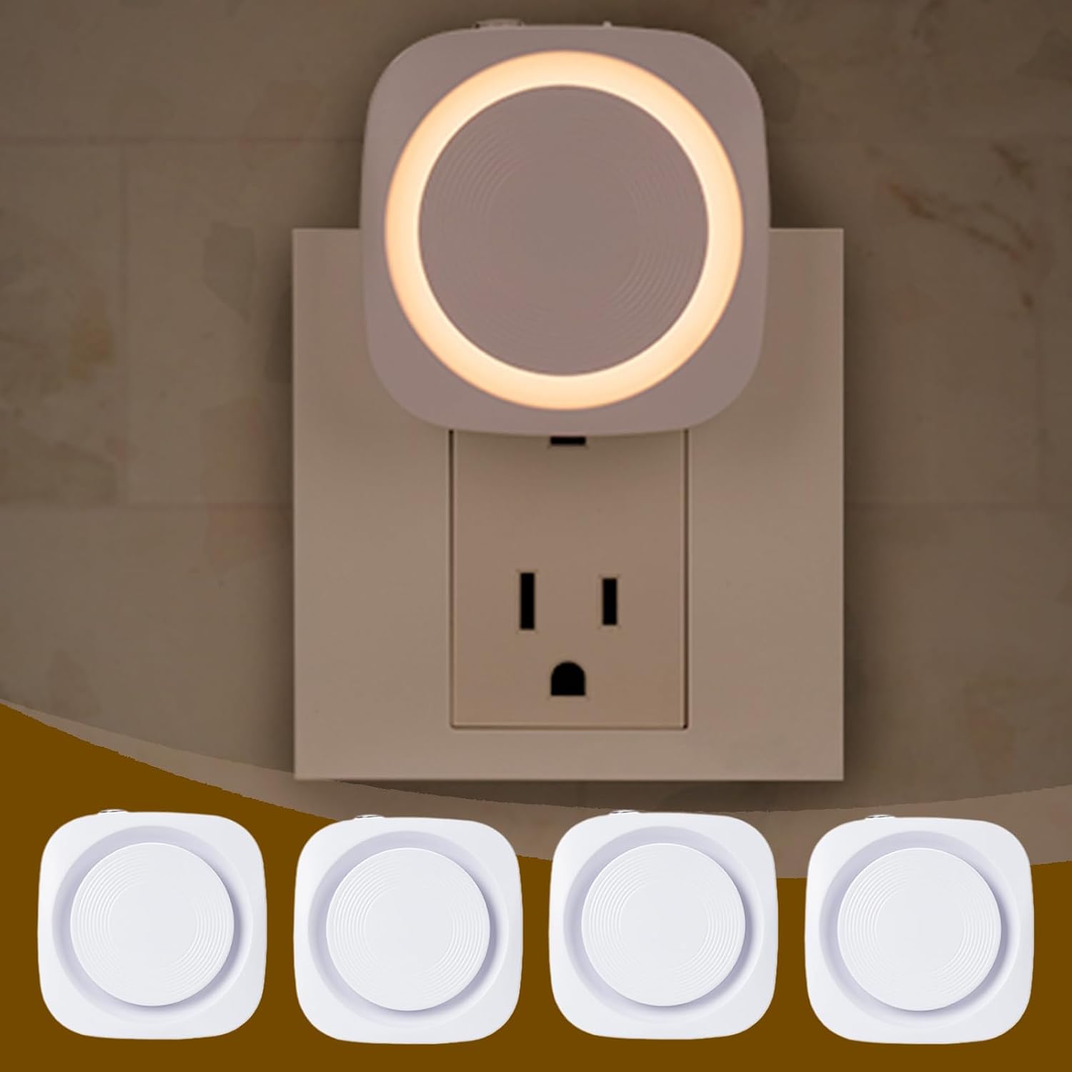 adornyourlifewithelegance Warm White Night Lights Plug in to Wall,4 Packs Dimmable Night Light with Auto Dusk to Dawn Sensor, Soft Glow Nigh…