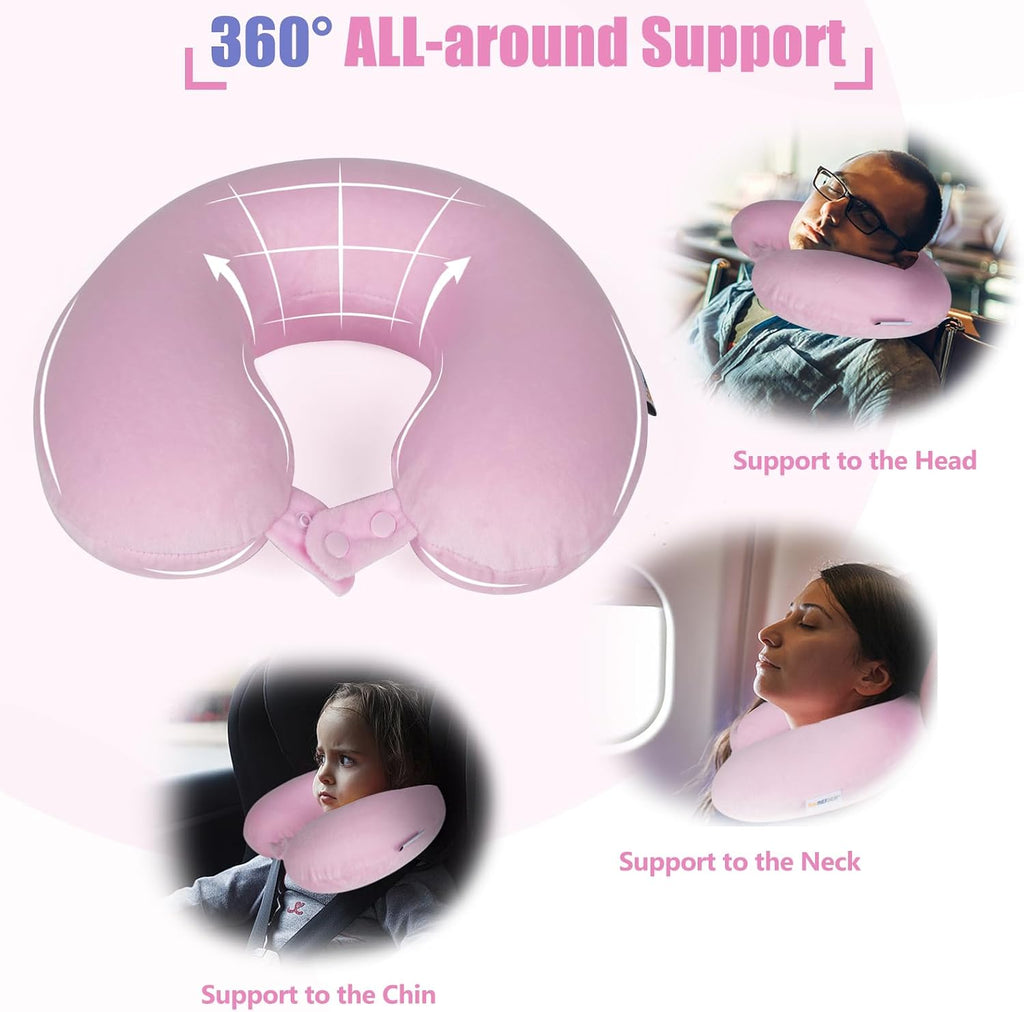 Saireider Travel Neck Pillow 100% Memory Foam, Airplane Rest help reduce Head from Falling Forward, Plane Accessories with Storage Bag…