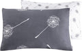 YuHeGuoJi Pillowcases 100% Cotton Queen Size Set of 2 Gray Grey White Dandelion Floral Print Decorative Bed Pillow Covers with Envelope Clo…