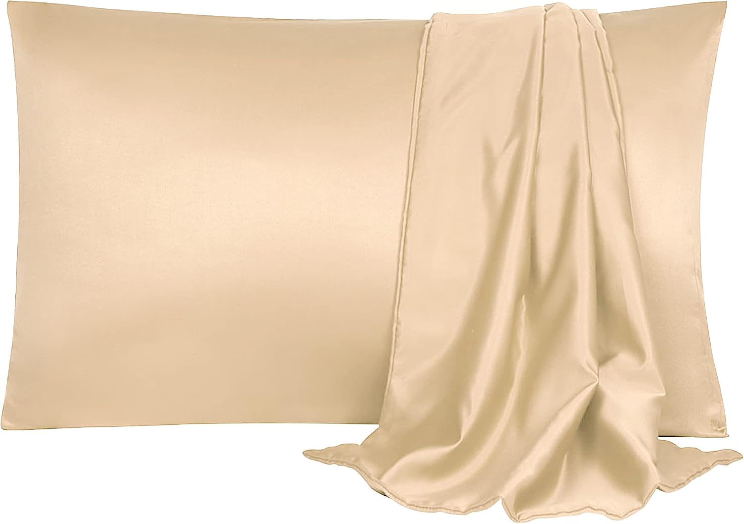 uxcell 2 Pack Silk Satin Pillowcase for Hair and Skin, Cool, Silky, Soft Breathable Pillow Cases Queen Size 20x30 Inch Sateen Pillowcase Ch…