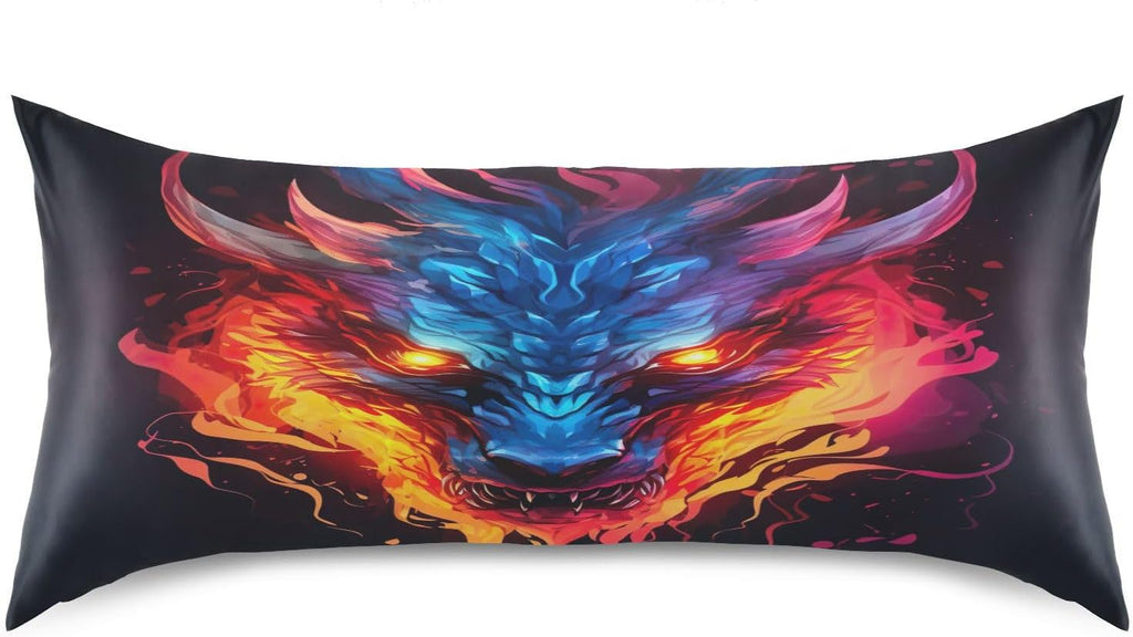 Dragon Fire Pillow Covers Silk Pillowcase for Hair and Skin Soft Breathable Smooth Cooling Satin Pillowcase Standard Size Pillow Case for…