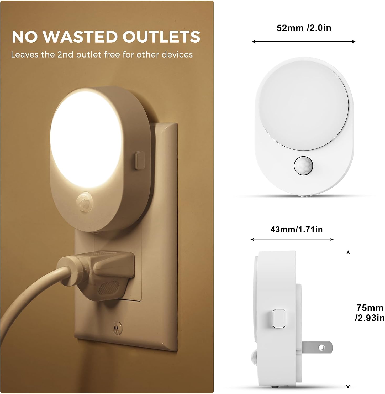 L LOHAS LED Plug in Night Light with Motion Sensor and Dusk to Dawn Sensor,[4-Pack] Night Lights Plug into Wall,3000K Soft…