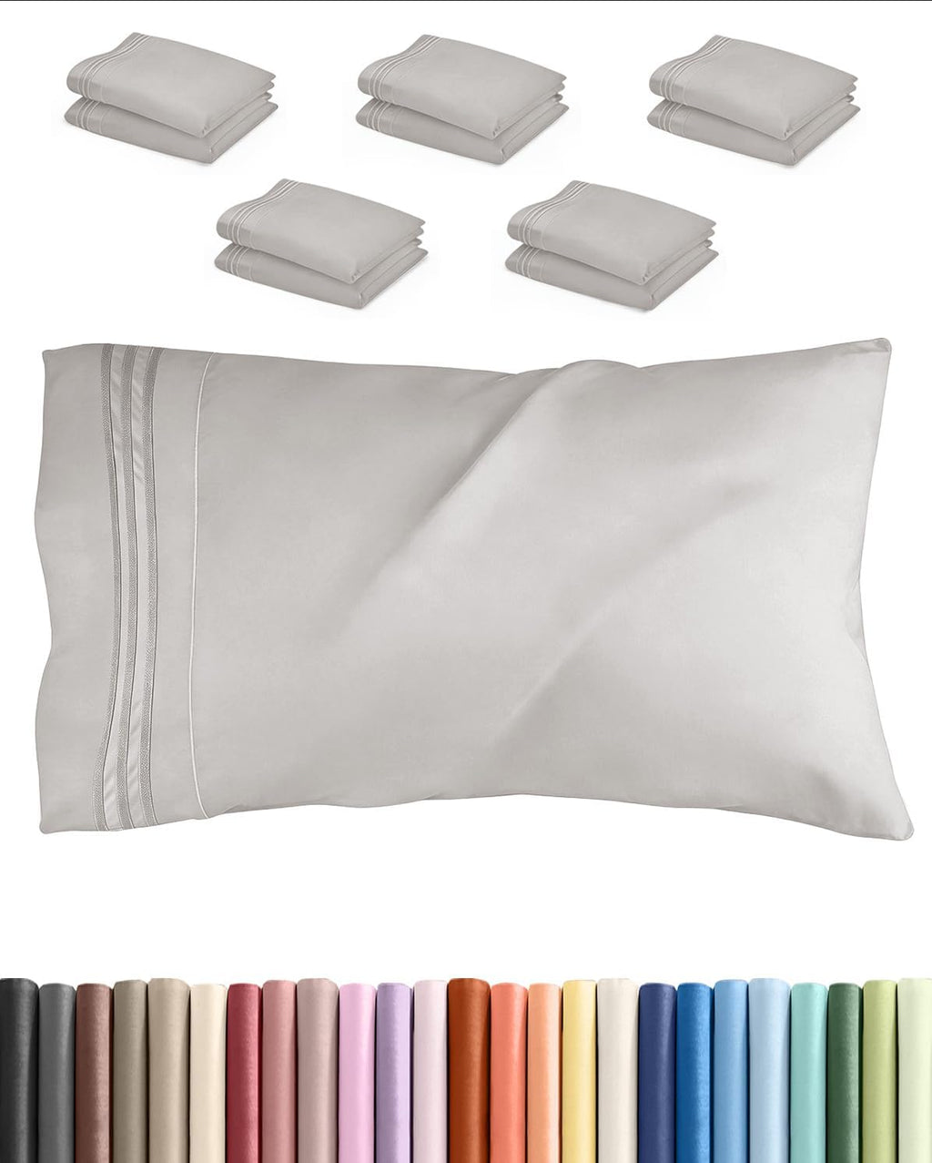 King Pillow Cases Set of 10 - Ultra Soft Hotel Quality Pillowcase Covers - Comfy, Cozy & Wrinkle Free - Shrink, Stain and Fade Resistant…