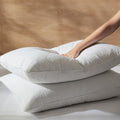 Three Geese White Goose Feather Cotton Pillows Queen Size Set of 2 - Soft 600 Thread Count Organic Cotton Cover, Soft Goose Feather Down…