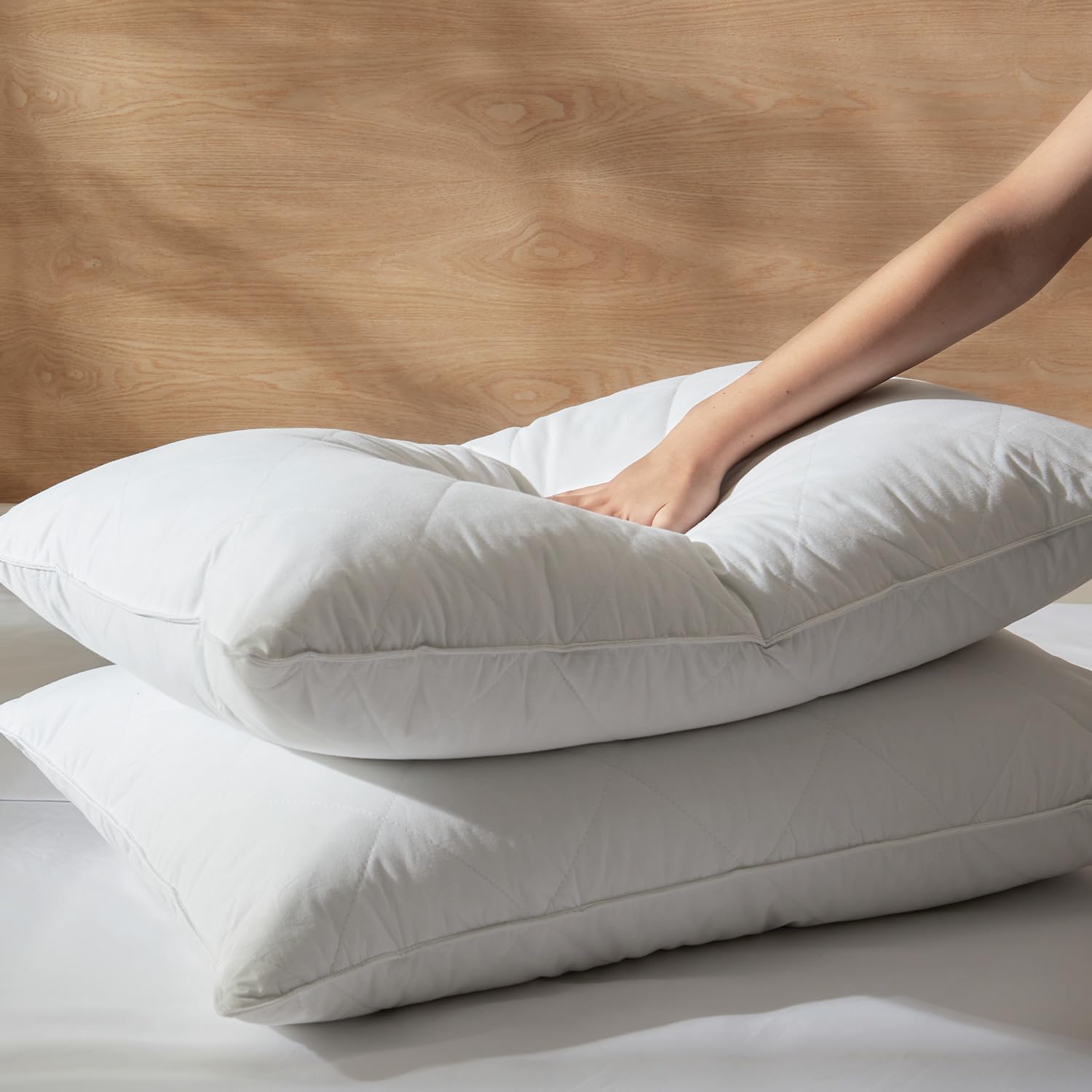 Three Geese White Goose Feather Cotton Pillows Standard Size Set of 1- Soft 600 Thread Count 100% Cotton, Medium Firm, Soft Support…