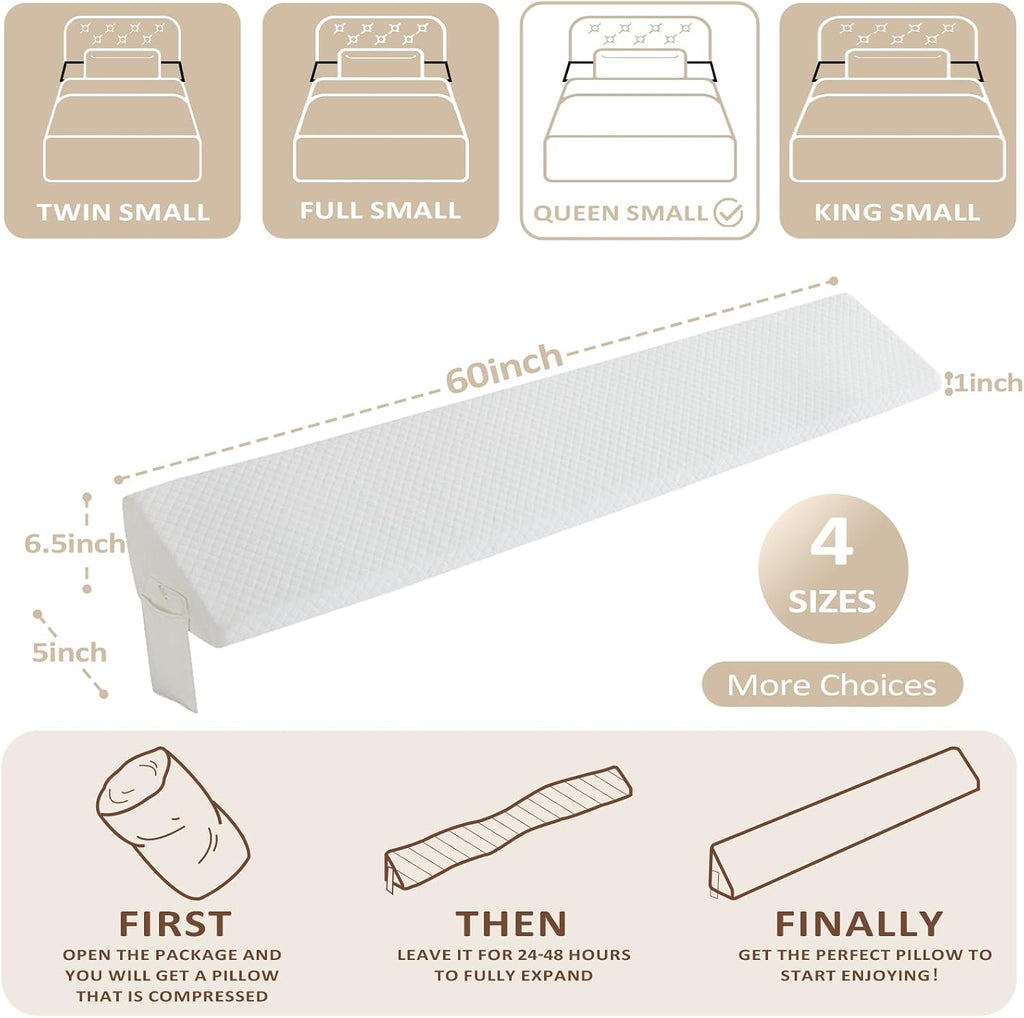 Homemate Queen Size(60"x6.5"x5") Bed Wedge Pillow for Headboard - Upgraded Bed Gap Filler Queen Between Mattress and Headboard - Triangle…