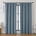 Simplebrand Ava Stone Blue Blackout Curtains for Bedroom 84 Inch Length 2 Panels Set, Solid Thermal Insulated Privacy Living Room Window Tr…